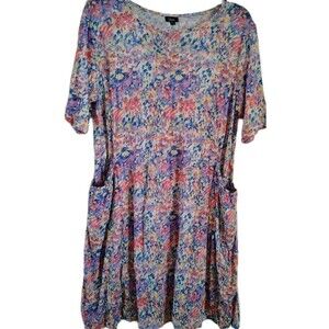 Shana Dress Size XS Floral Short Sleeve Pockets Rayon Blend Trapeze & Swing